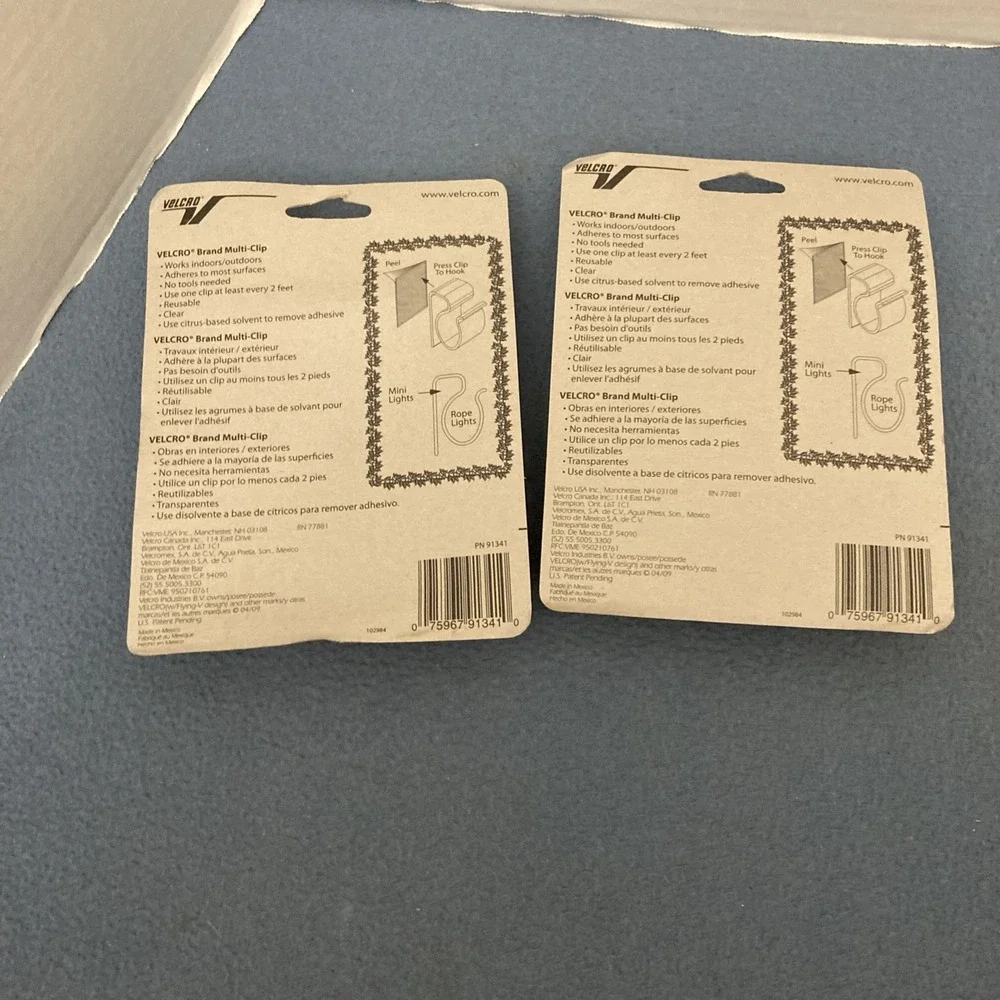 NOS Velcro Brand Clear Multi-Clip 20 Count Box for Indoor/Outdoor - Lot of 2